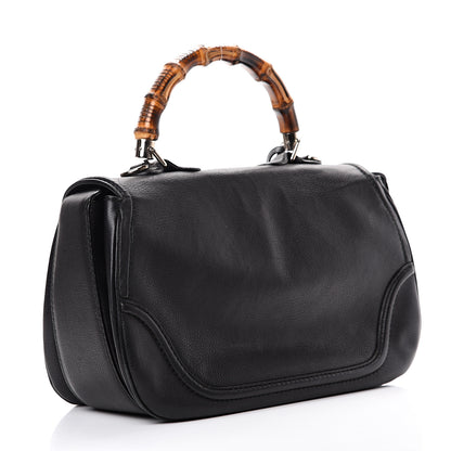 Gucci Calfskin Large New Bamboo Top Handle Bag Black 2 of 16