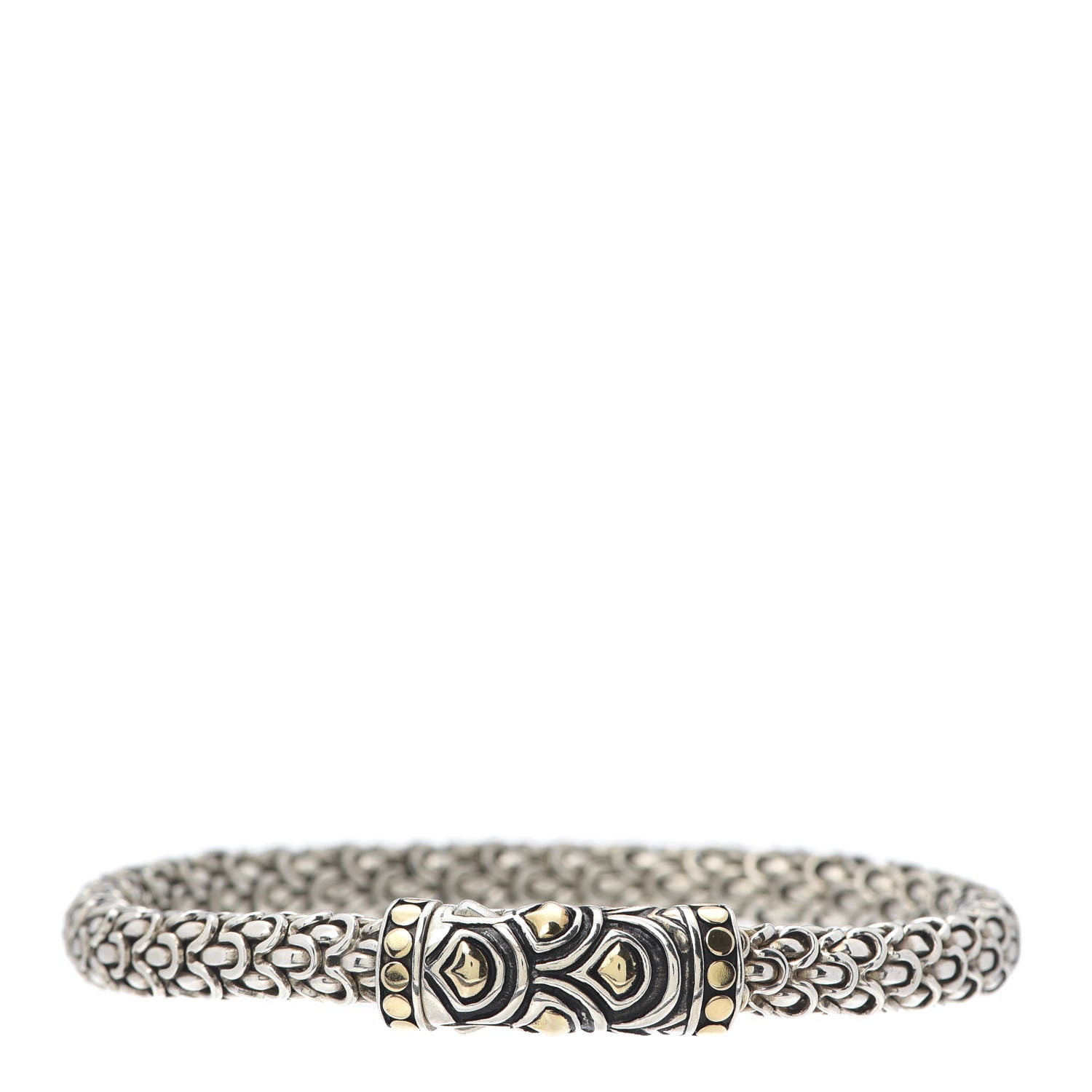 John Hardy Sterling Silver 18K Yellow Gold 6mm Naga Station Bracelet 1 of 6