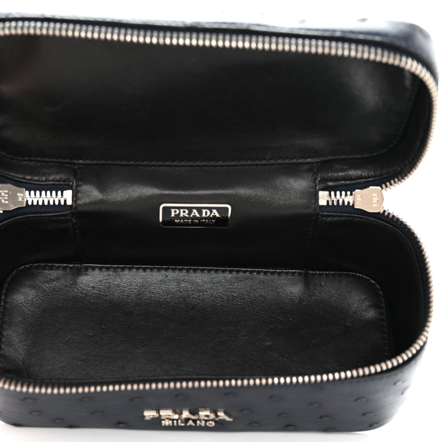 Prada Ostrich Cosmetic Pouch Navy 5 of 9