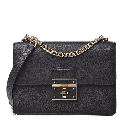 Dolce & Gabbana Grained Calfskin Rosalia Shoulder Bag Black 1 of 9