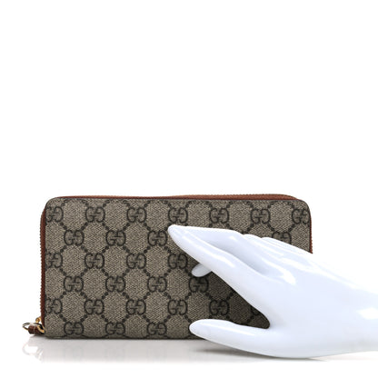 Gucci GG Supreme Monogram Cuoio Toscano Zip Around Wallet Beige Ebony Cuir 2 of 7