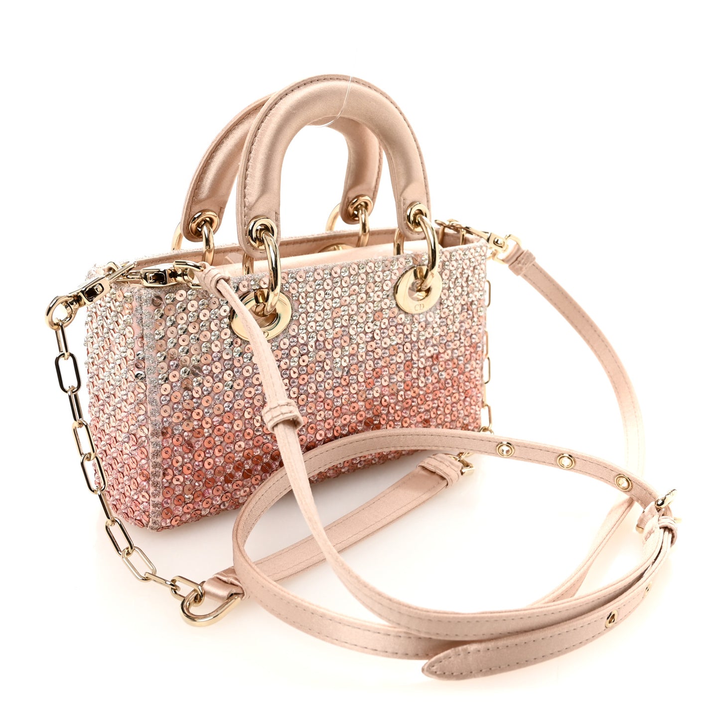 Satin Crystal Sequins Embroidered Micro Lady D-Joy Pink