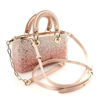 Christian Dior Satin Crystal Sequins Embroidered Micro Lady D-Joy Pink 3 of 10