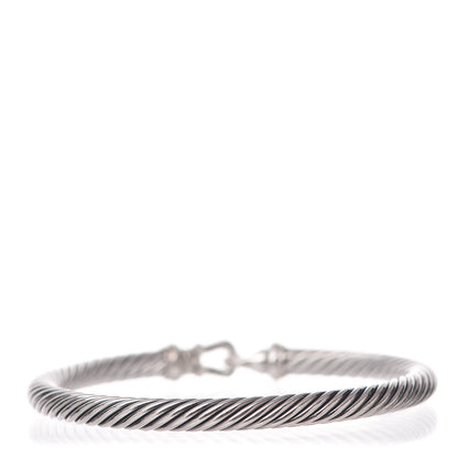 David Yurman Sterling Silver Diamond 5mm Cable Buckle Bracelet 3 of 6