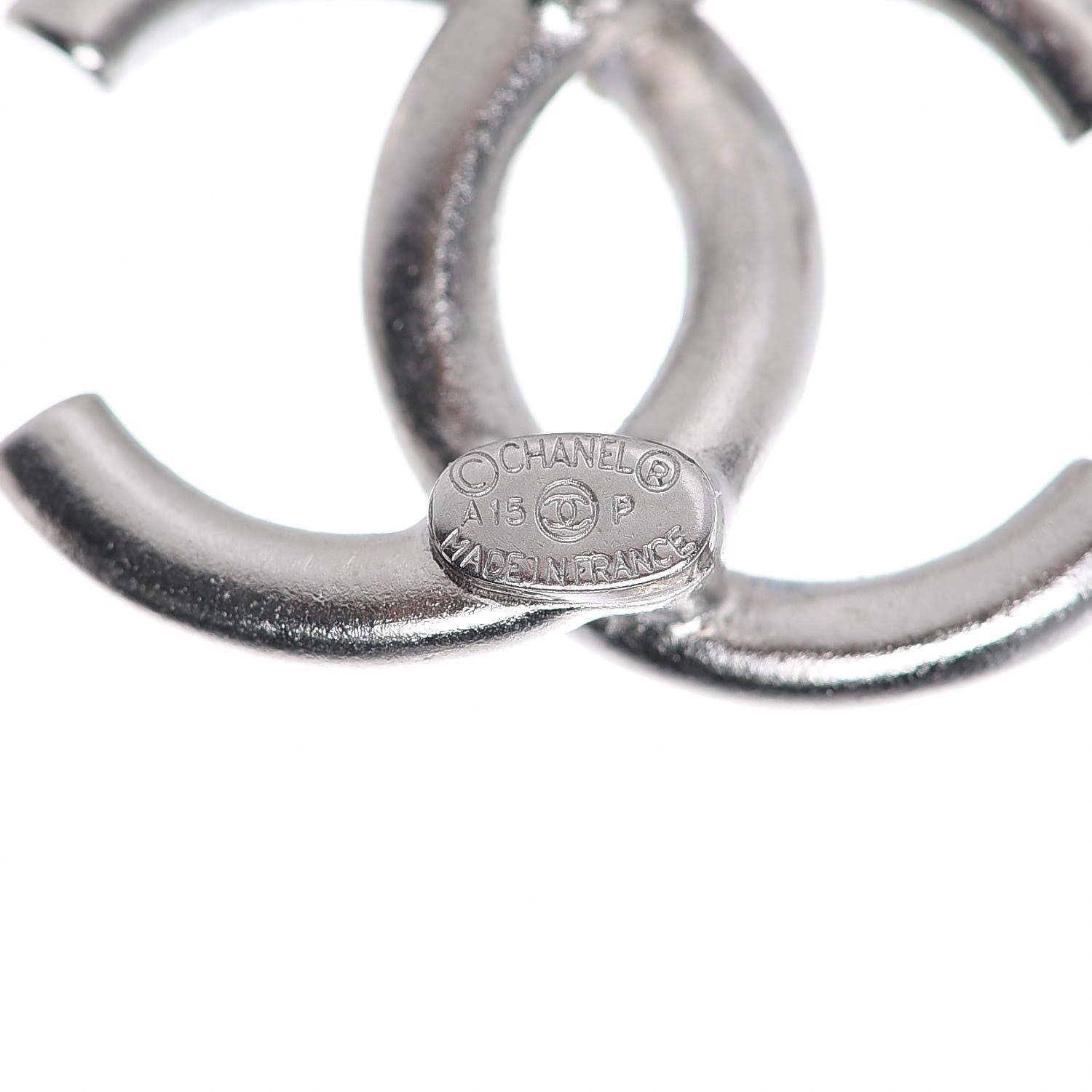 Chanel Baguette Crystal CC Earrings Silver Blue 4 of 4