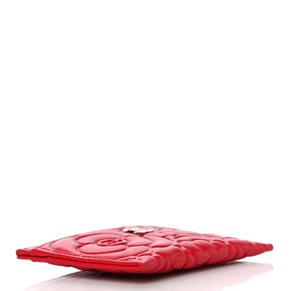 Chanel Lambskin Camellia Embossed Card Holder Red 4 of 12