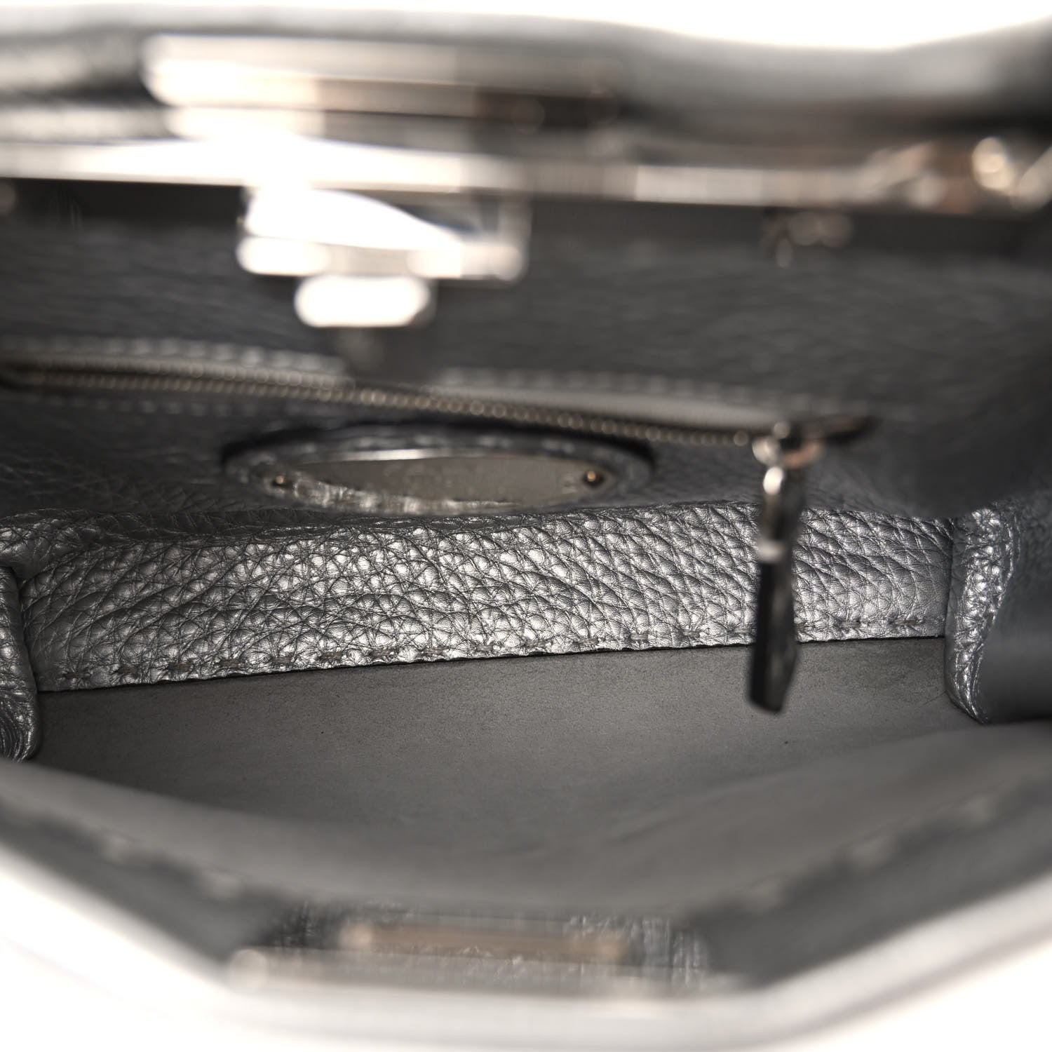 Fendi Cuoio Romano Lux Selleria Mini Peekaboo Iconic Satchel Argento 5 of 11