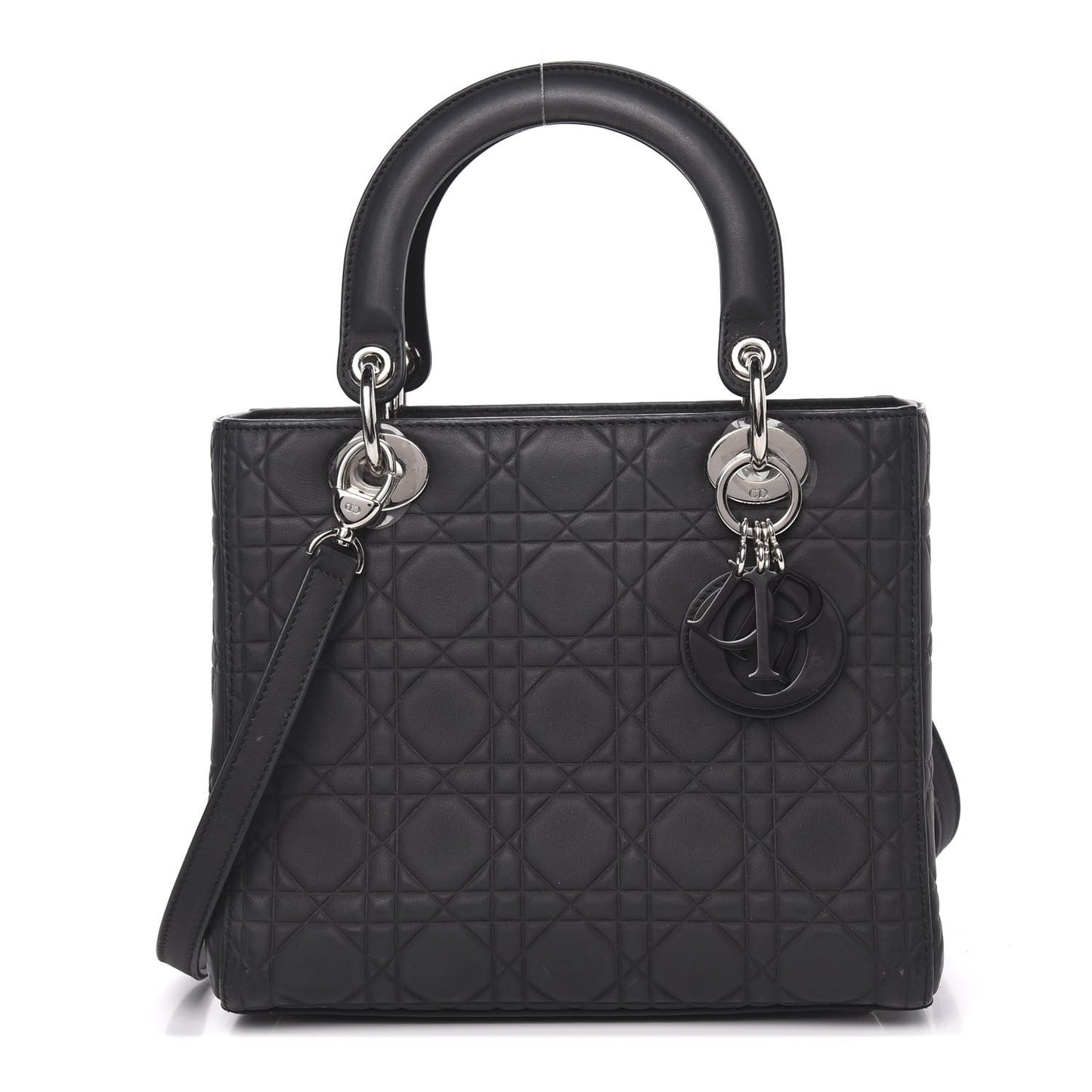 Ultra Matte Calfskin Cannage Medium Lady Dior Black