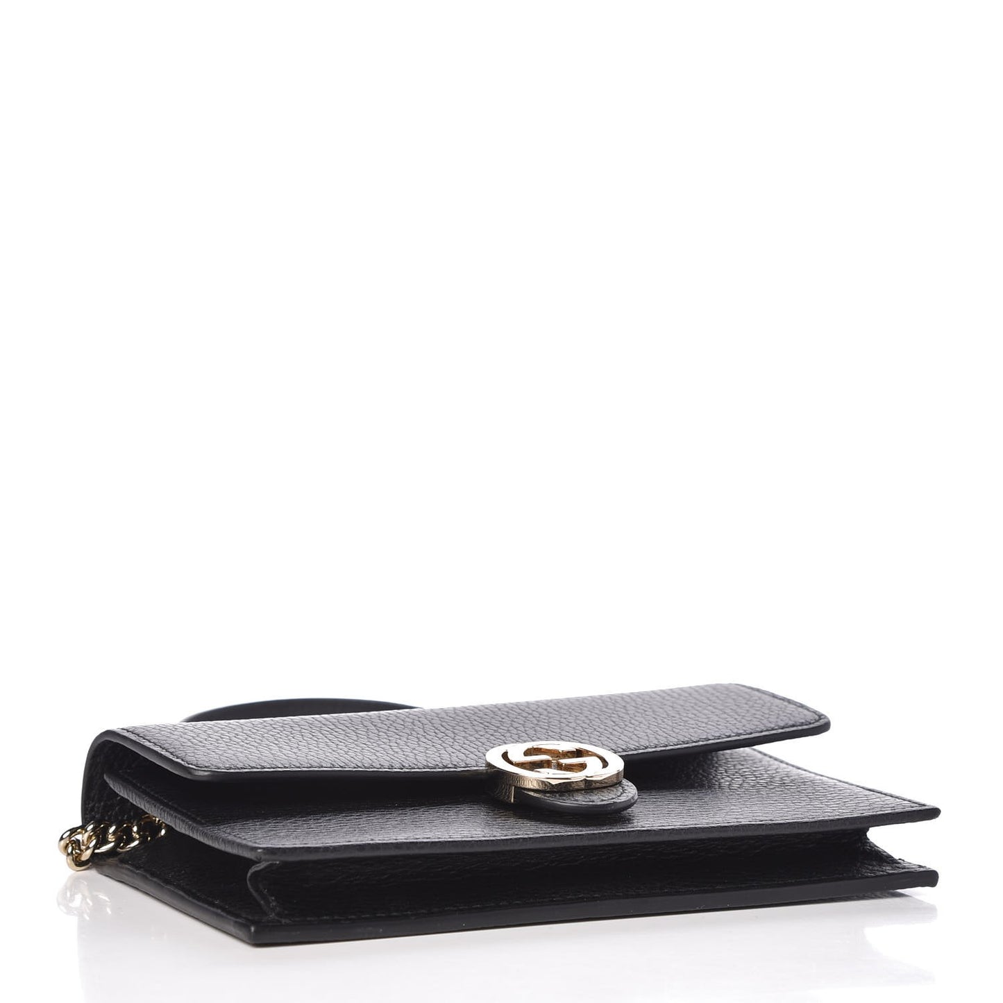 Dollar Calfskin Interlocking G Chain Wallet Black