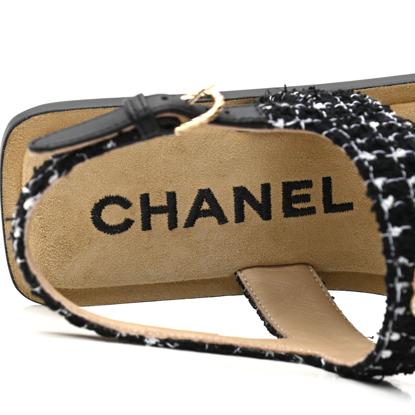 Tweed CC Sandals 38 Black White