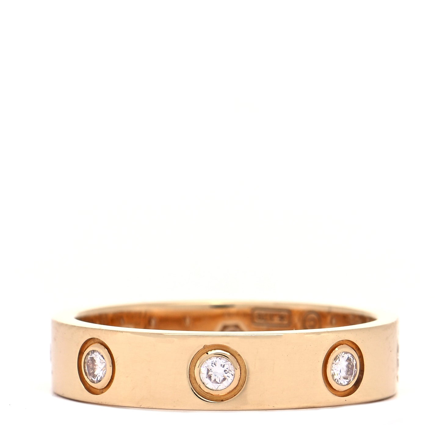 18K Yellow Gold 8 Diamond 4mm Band LOVE Ring 48 4.5