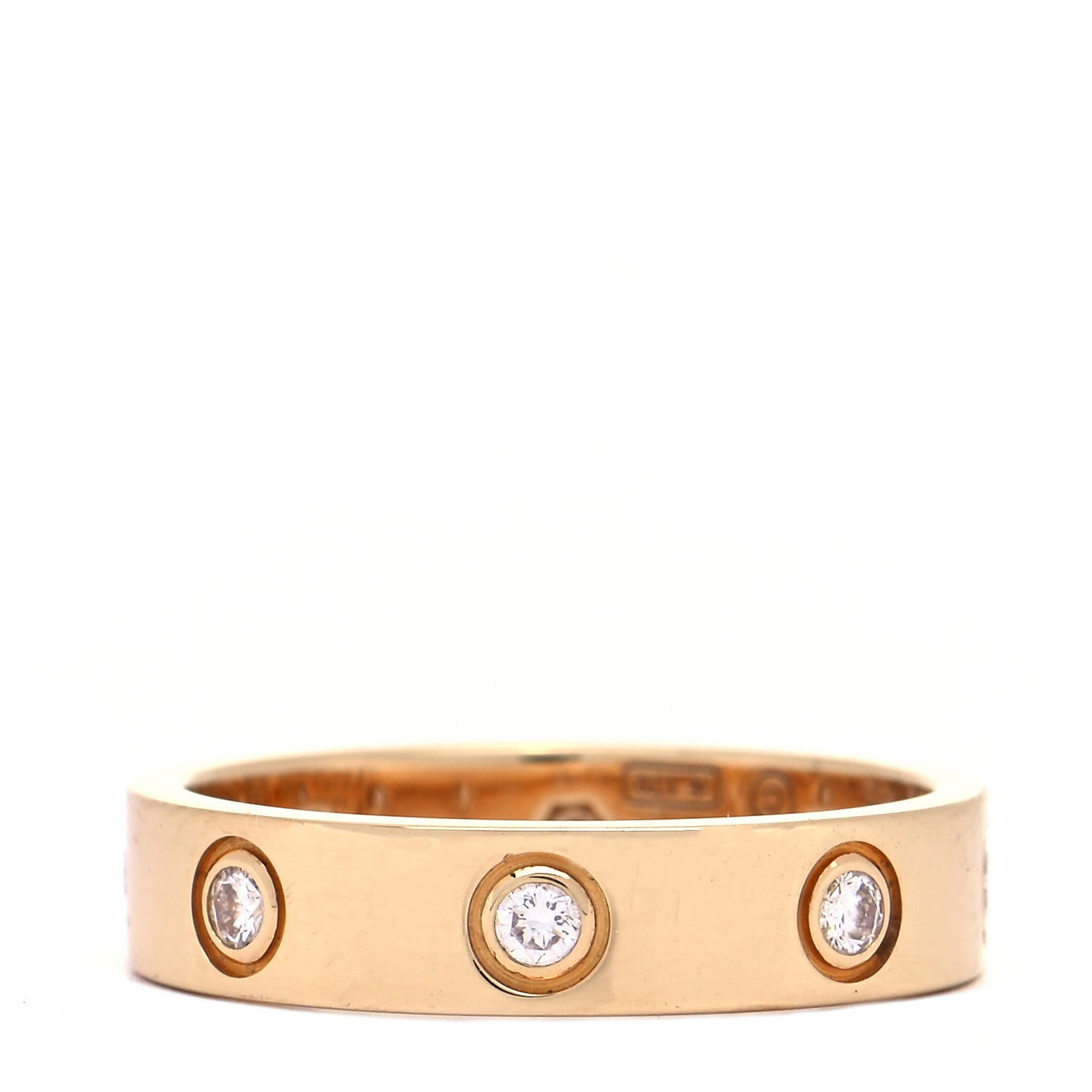 Cartier 18K Yellow Gold 8 Diamond 4mm Band LOVE Ring 48 4.5 2 of 8