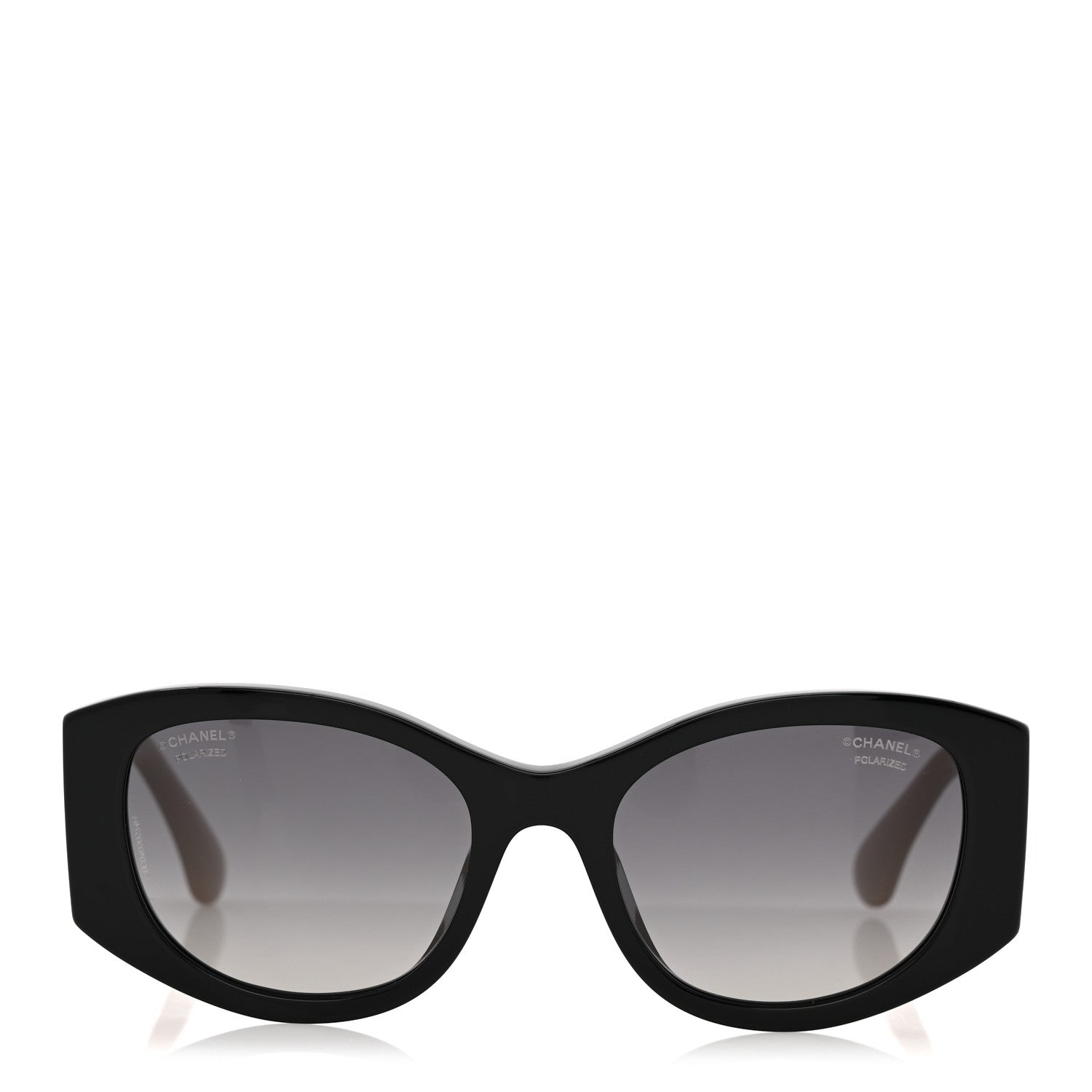 Chanel Acetate Polarized Rectangle Sunglasses 5524-A Black Beige 2 of 8