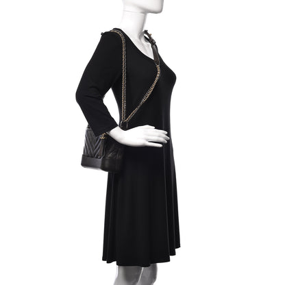 Chanel Metallic Grained Goatskin Chevron Quilted Small Gabrielle Hobo Dark Silver Gold 2 of 10