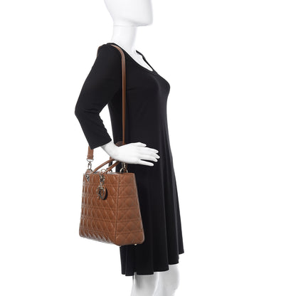 Christian Dior Lambskin Cannage Large Lady Dior Tan 2 of 9