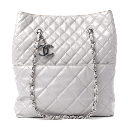 Chanel Vinyl Quilted In The Business North South Tote Light Grey 1 of 15
