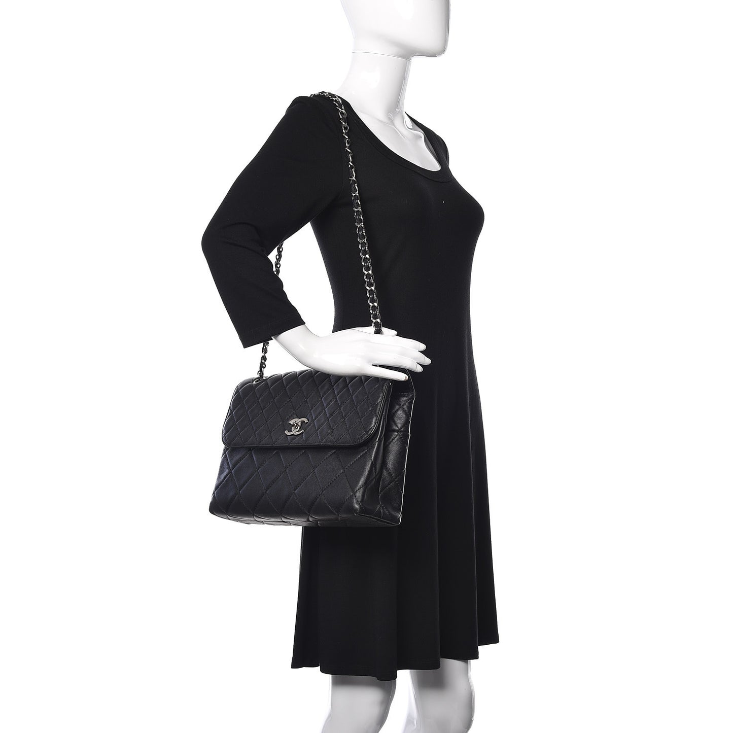 Calfskin Quilted In The Business Flap Bag Black
