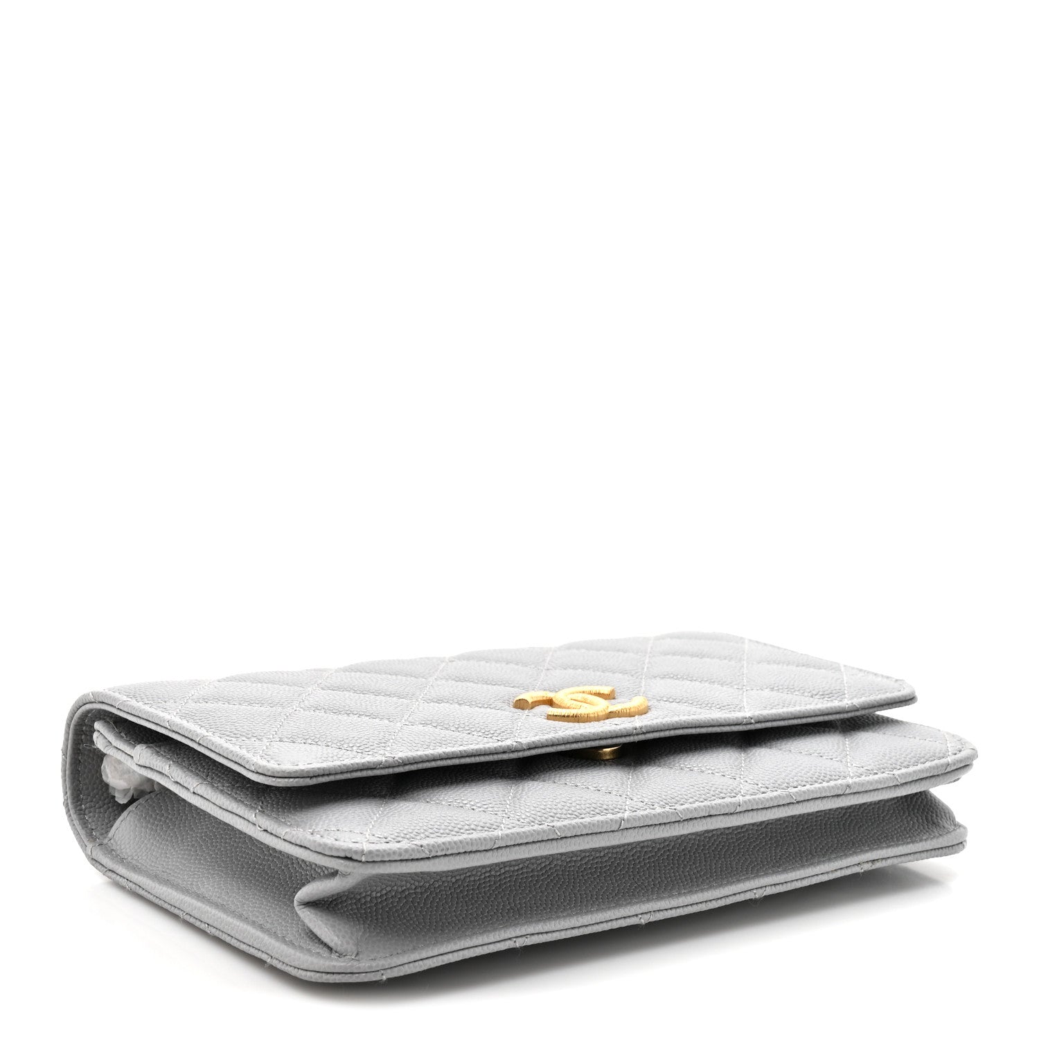 Chanel Caviar Quilted Textured CC Wallet On Chain WOC Grey 4 of 12
