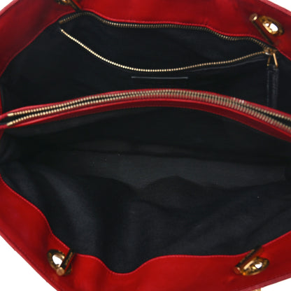 Saint Laurent Grain De Poudre Matelasse Chevron Monogram Shopping Bag Red 5 of 10