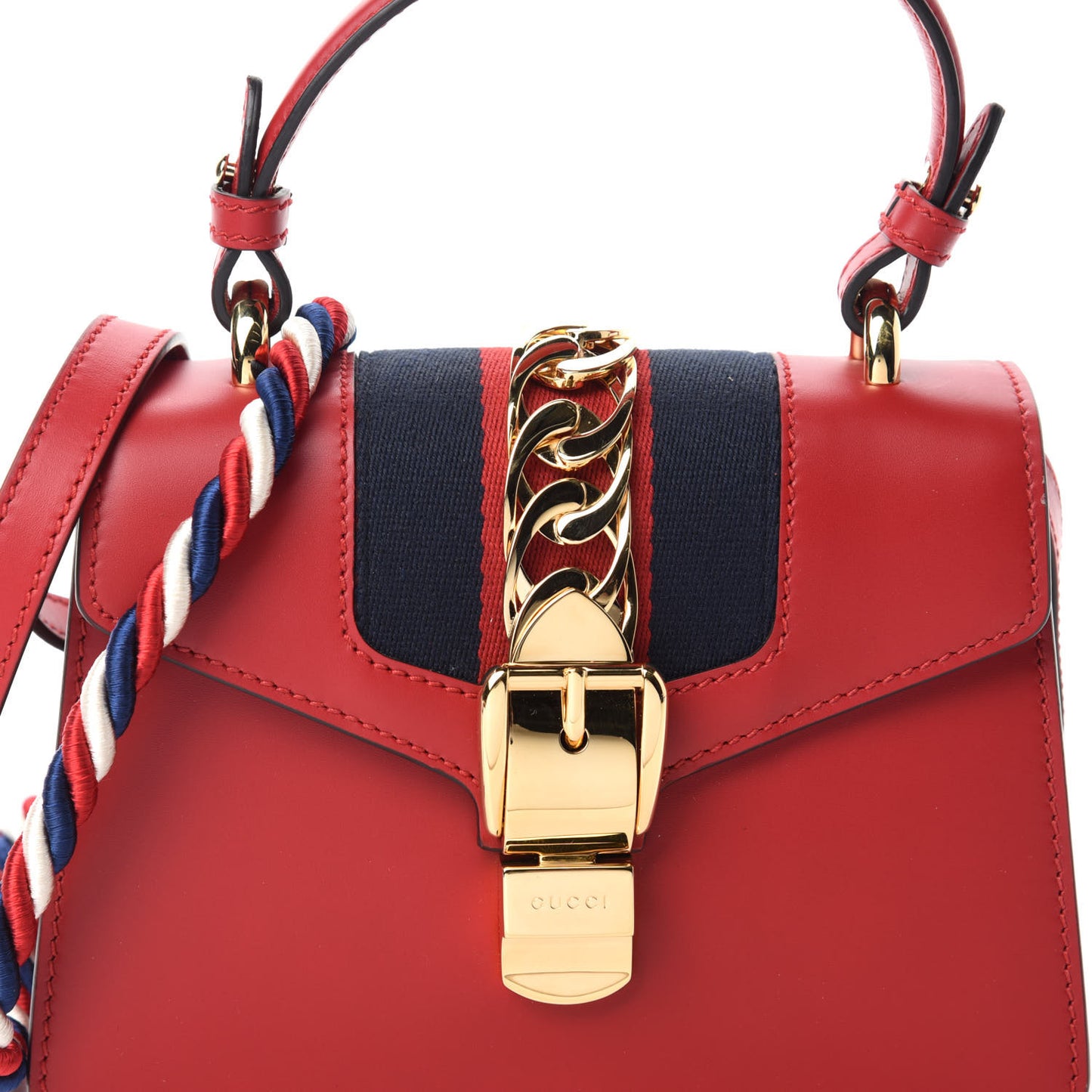 Calfskin Mini Sylvie Top Handle Bag Hibiscus Red