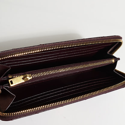Saint Laurent Grain de Poudre Textured Matelasse Chevron Monogram Zip Around Wallet Bordeaux 6 of 8