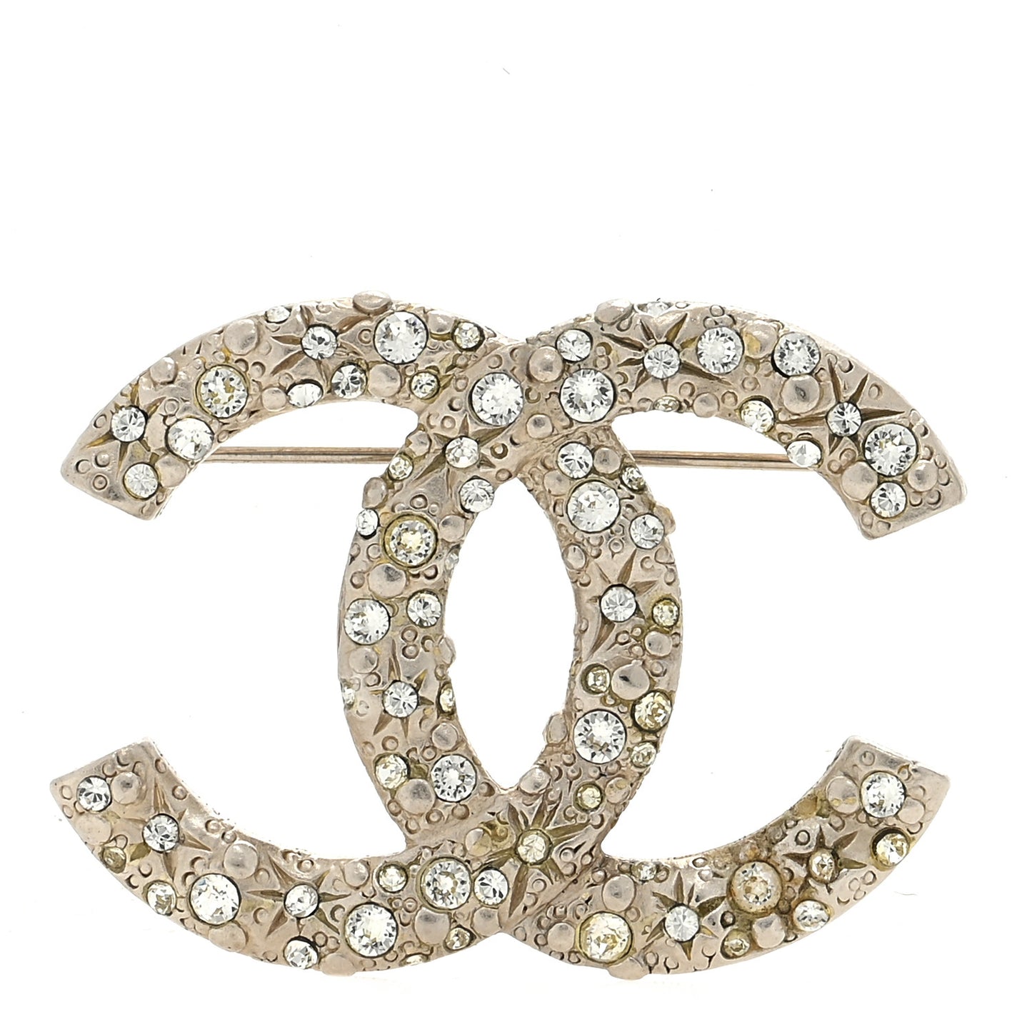 Swarovski Crystal Large CC Brooch Silver