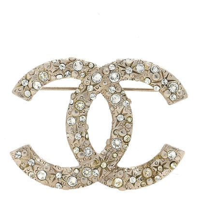 Chanel Swarovski Crystal Large CC Brooch Silver 1 of 3