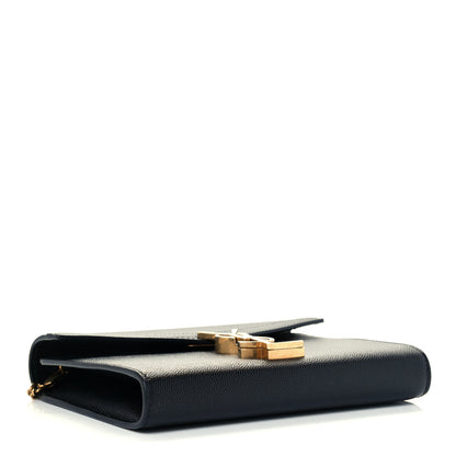 Saint Laurent Grain De Poudre Monogram Cassandra Chain Wallet Black 4 of 10