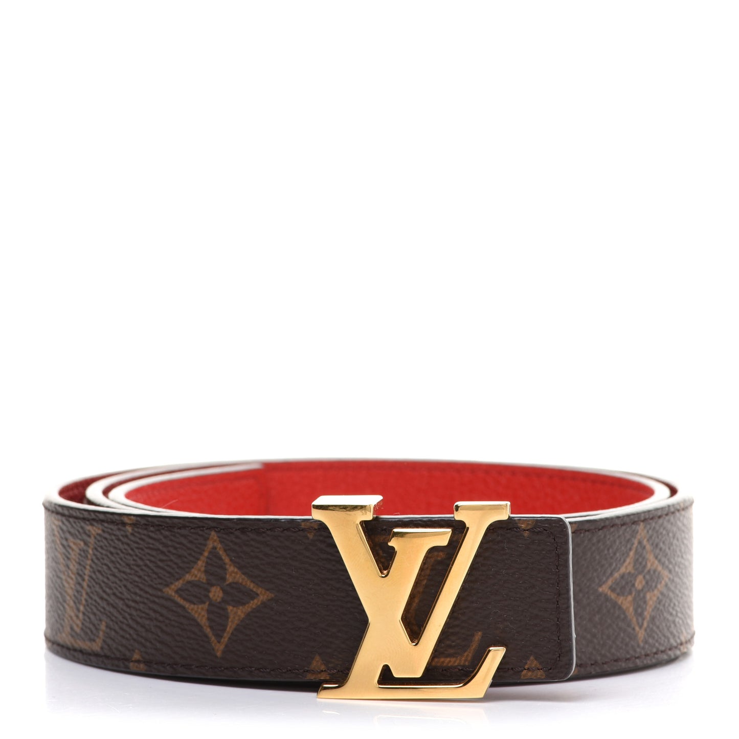 Monogram 30mm LV Initiales Reversible Belt 80 32 Coquelicot