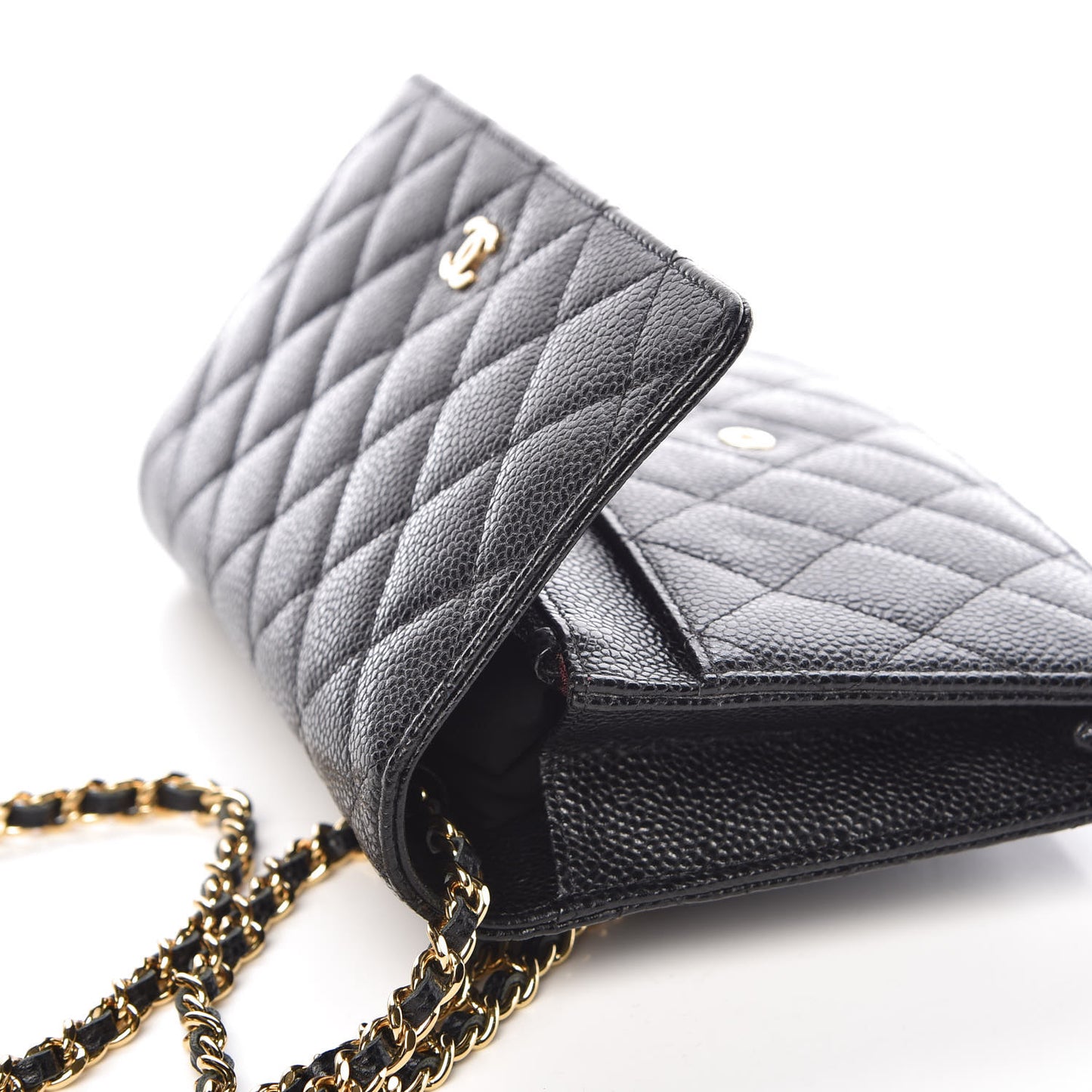 Caviar Quilted Wallet On Chain WOC Black