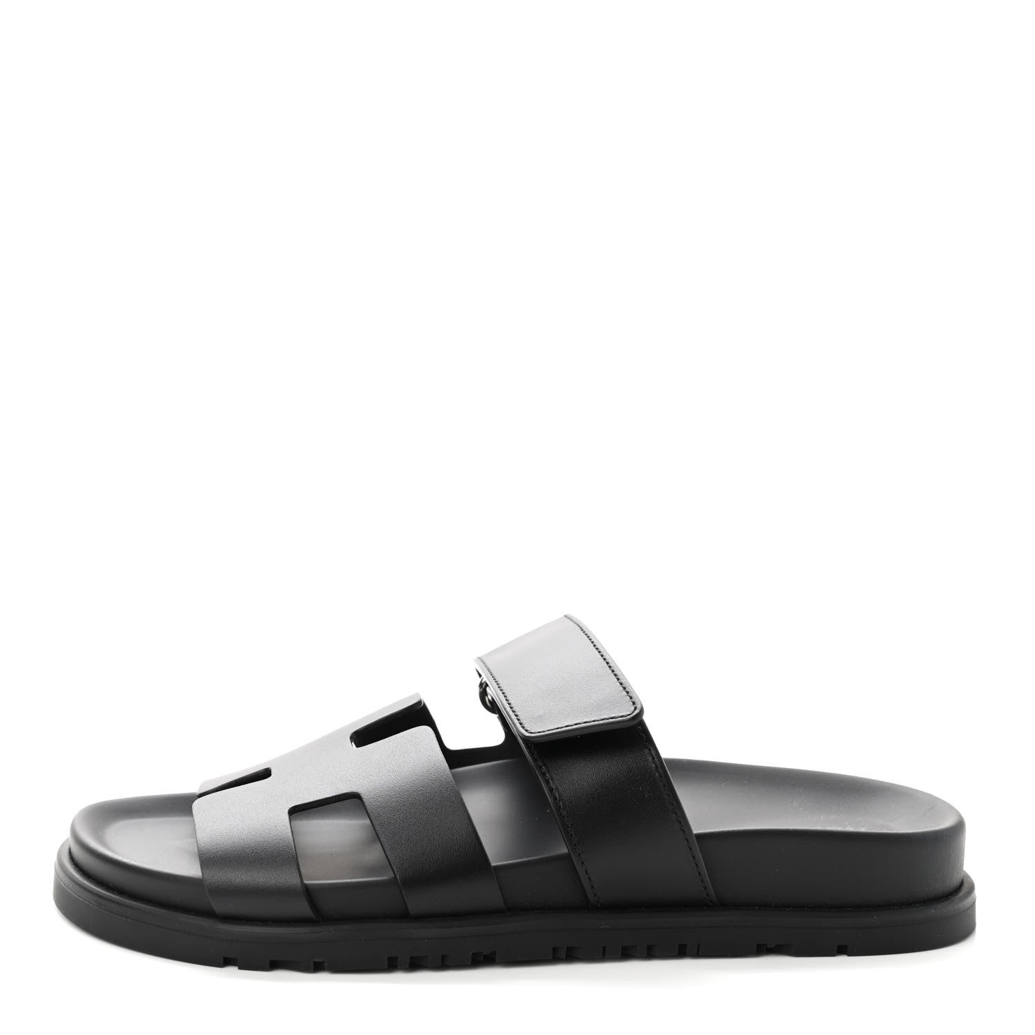 Hermes Calfskin Womens Chypre Sandals 35 Black 1 of 8
