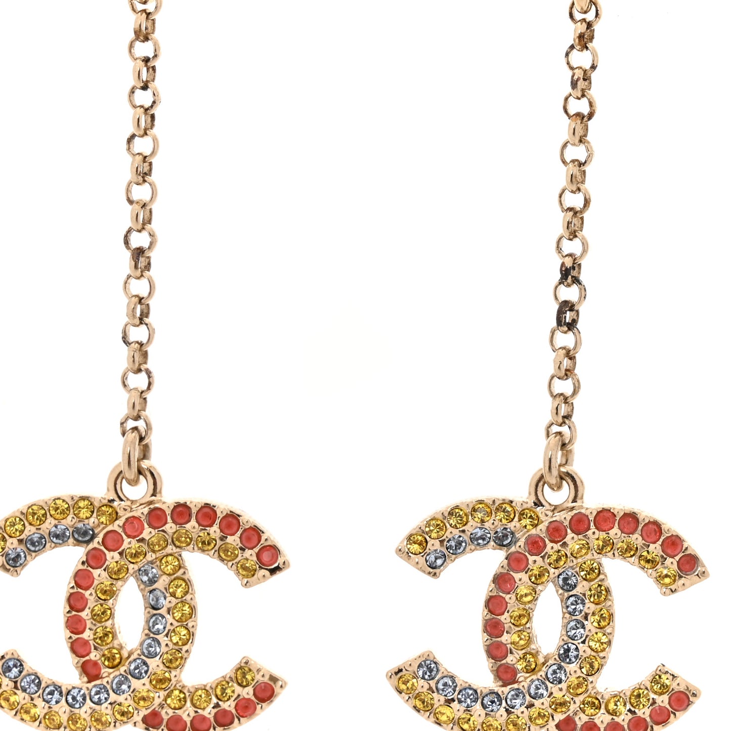 Crystal CC Drop Earrings Gold Multicolor