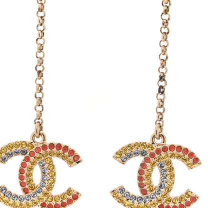 Chanel Crystal CC Drop Earrings Gold Multicolor 5 of 5