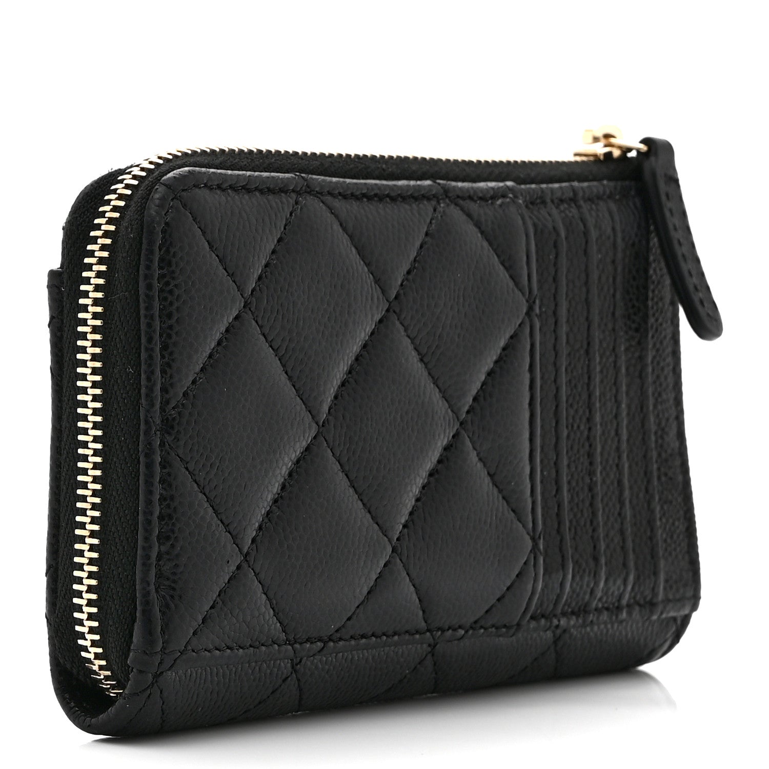 Chanel Caviar Quilted CC Zip Around Card Holder Black 3 of 8