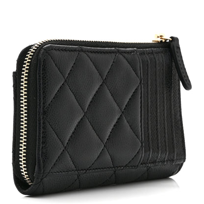 Chanel Caviar Quilted CC Zip Around Card Holder Black 3 of 8