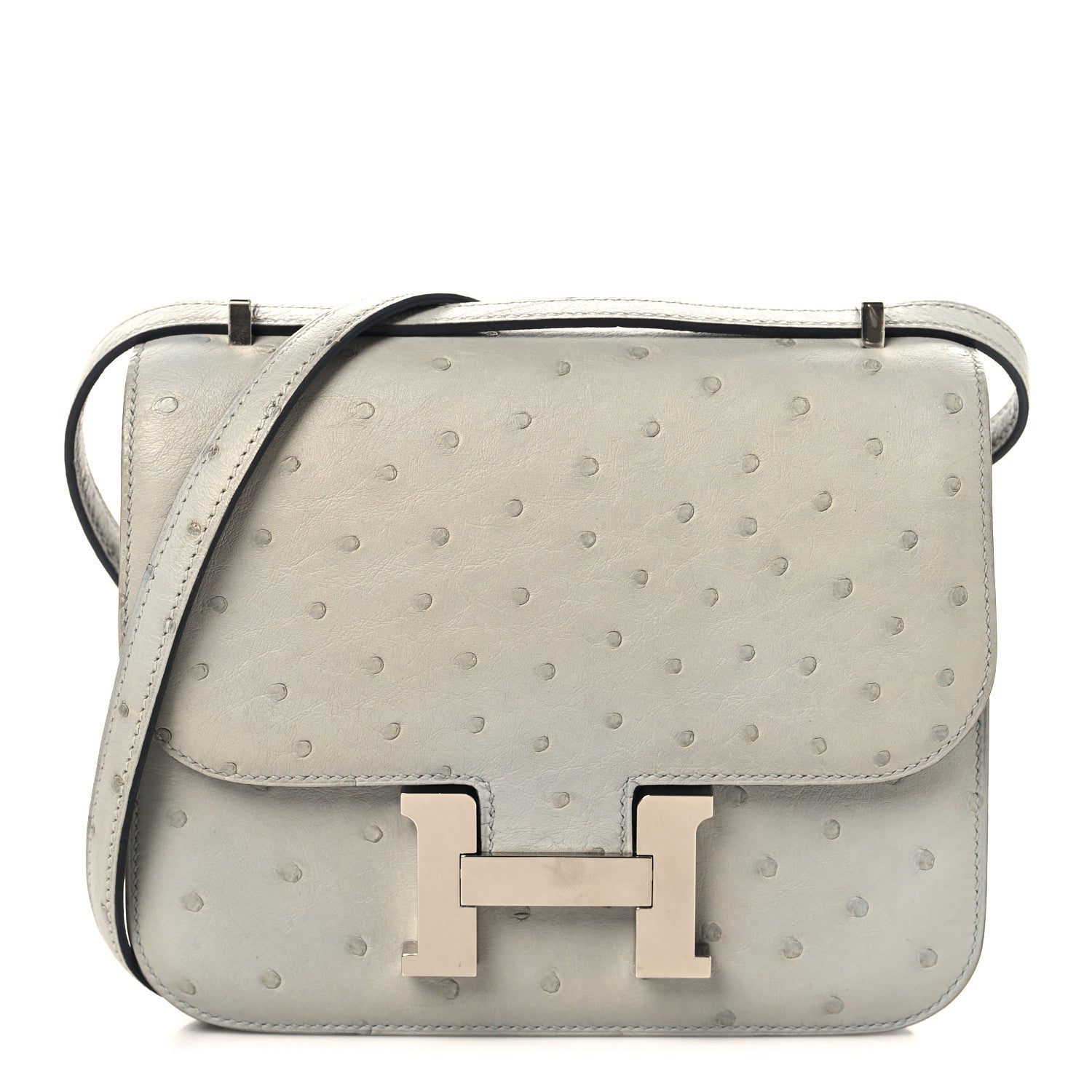 Hermes Ostrich Constance 18 Bleu Glacier 1 of 12