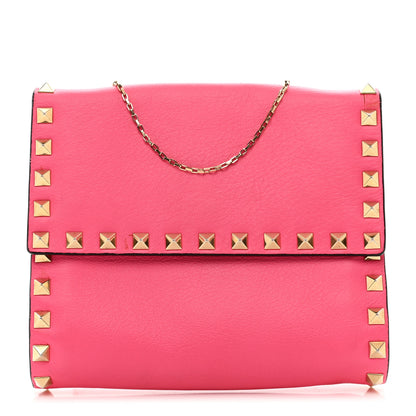 Valentino Garavani Vitello Rockstud Chain Flap Crossbody Bag Fuxia Fluo 1 of 11