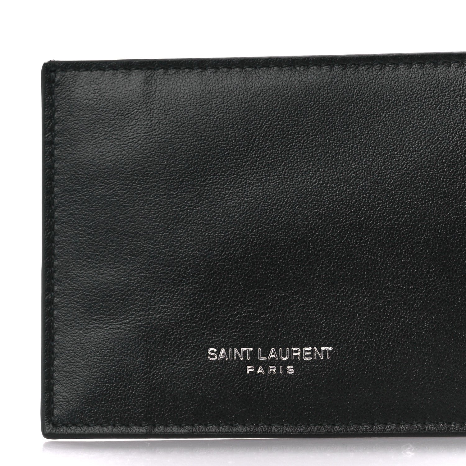 Saint Laurent Calfskin Crocodile Embossed Monogram Uptown Chain Wallet Black 10 of 13