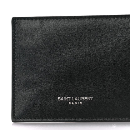 Saint Laurent Calfskin Crocodile Embossed Monogram Uptown Chain Wallet Black 10 of 13