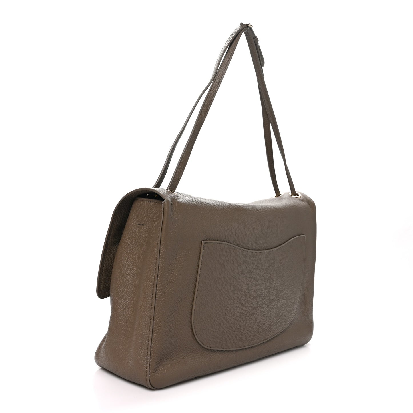 Grained Calfskin Small Souplissimo Maxi Flap Dark Khaki