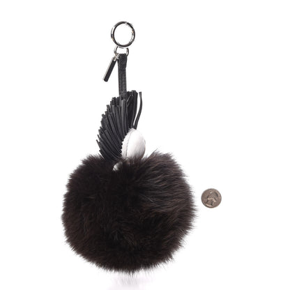 Fendi Fox Fur Shiny Nappa Bi-Color Super Karlito Pom Pom Bag Charm Moro Rosso Chiaro 2 of 7
