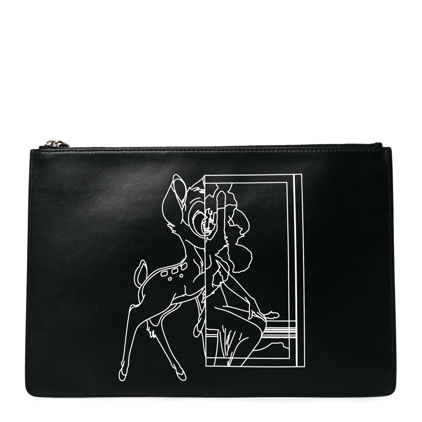 Calfskin Bambi Print Medium Cosmetic Pouch Black
