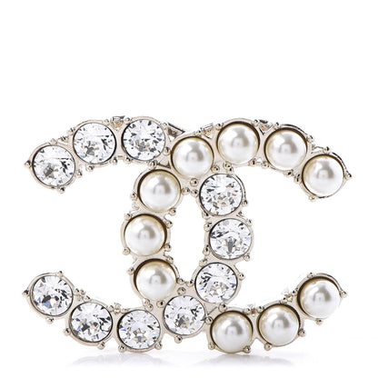 Chanel Crystal Pearl CC Dazzling Domino Brooch Gold 1 of 4
