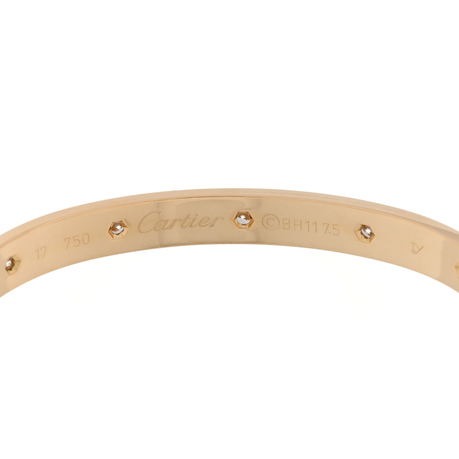 Cartier 18K Yellow Gold 10 Diamond LOVE Bracelet 17 3 of 4