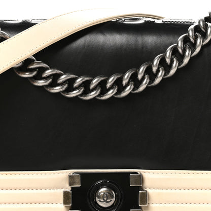Chanel Glazed Calfskin Medium Boy Flap Black White 8 of 11