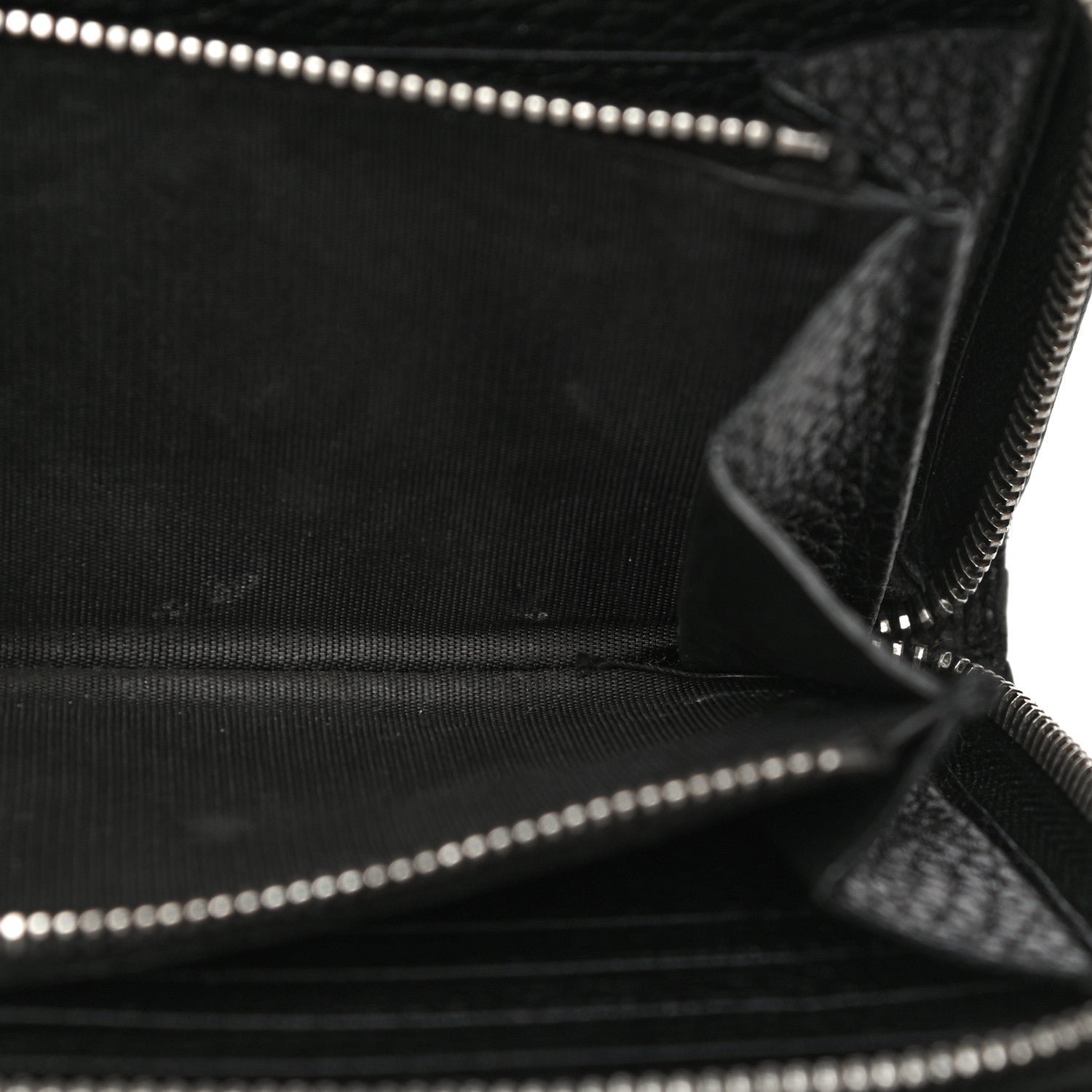 Saint Laurent Grained Calfskin Rive Gauche Zip Around Wallet Black 9 of 12