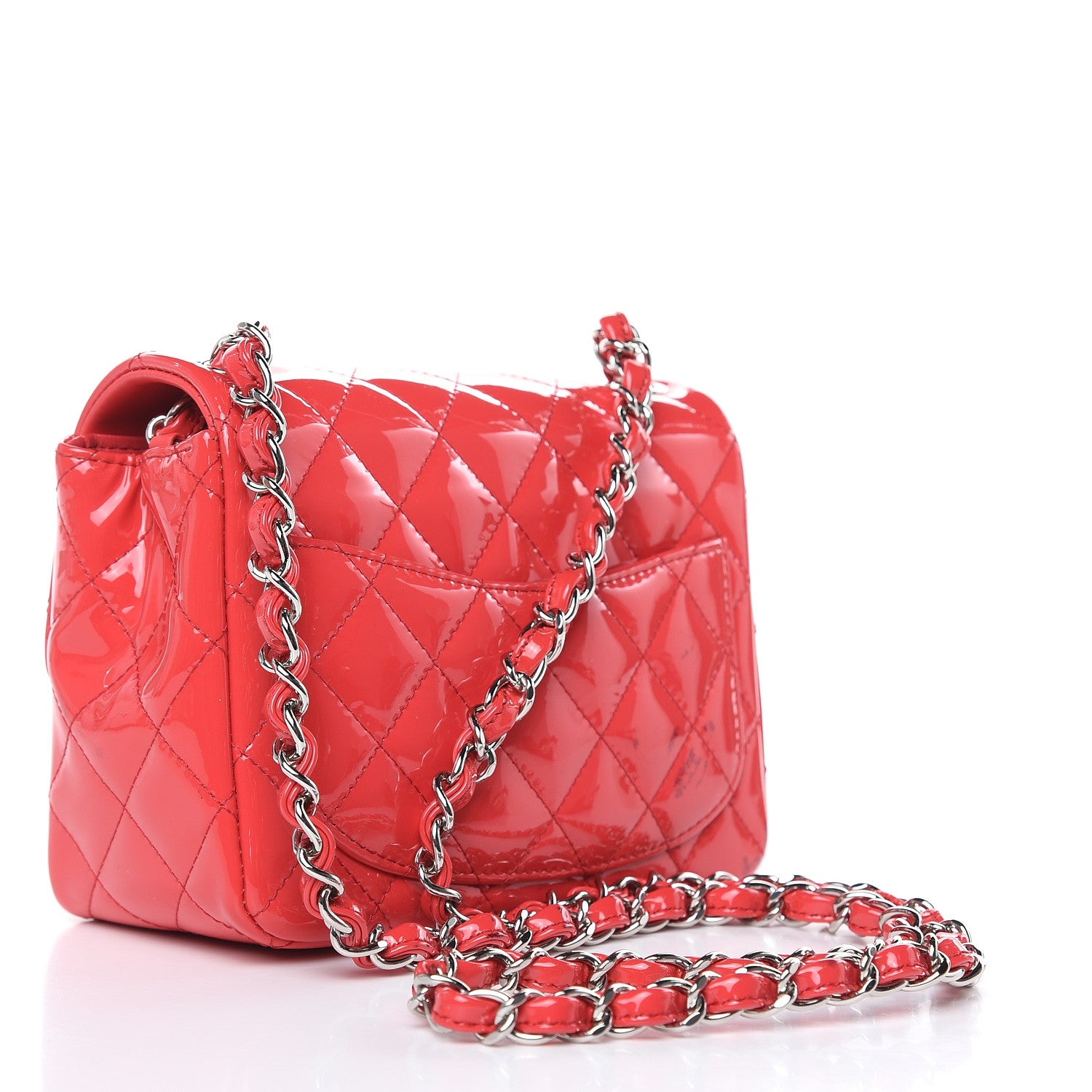 Chanel Patent Quilted Mini Square Flap Pink 3 of 13