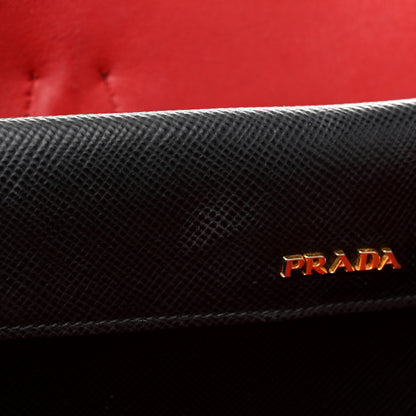 Prada Saffiano Cuir Medium Double Bag Black Fuoco 13 of 17