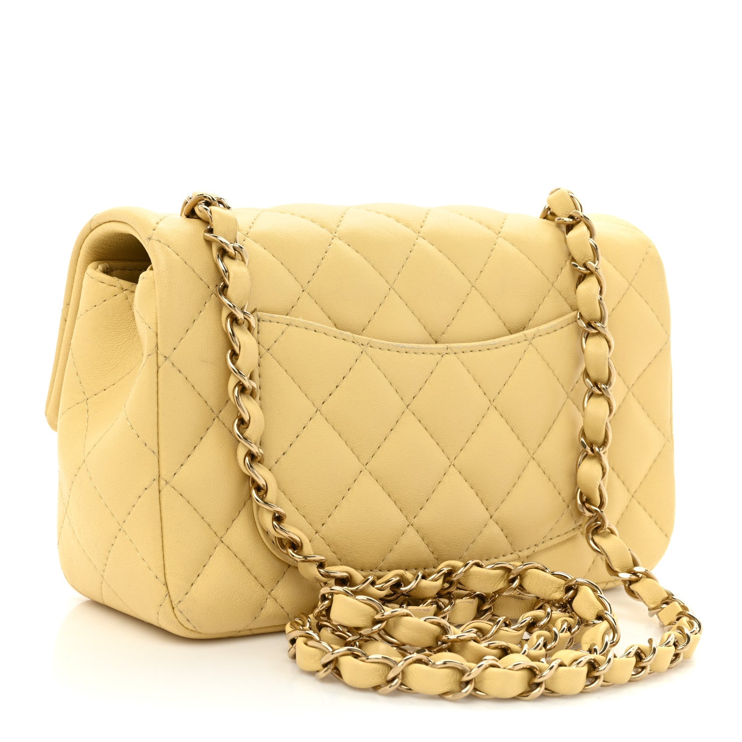 Chanel Lambskin Quilted Mini Rectangular Flap Yellow 3 of 17