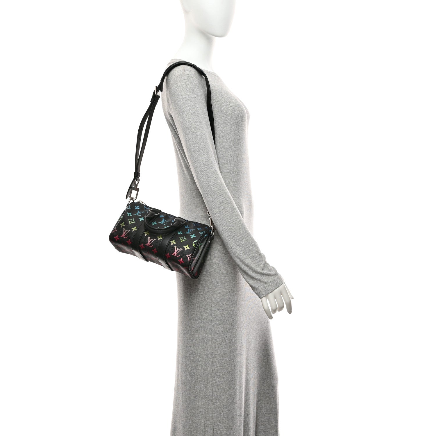 Louis Vuitton Monogram Iridescent Keepall Bandouliere 25 Black 2 of 9